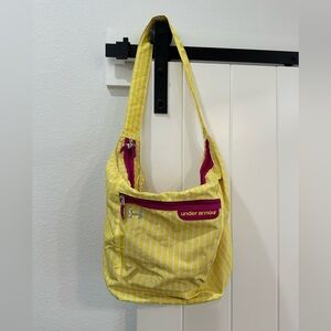 Under Armour Yellow Striped Shoulder Bag with Magenta Trim